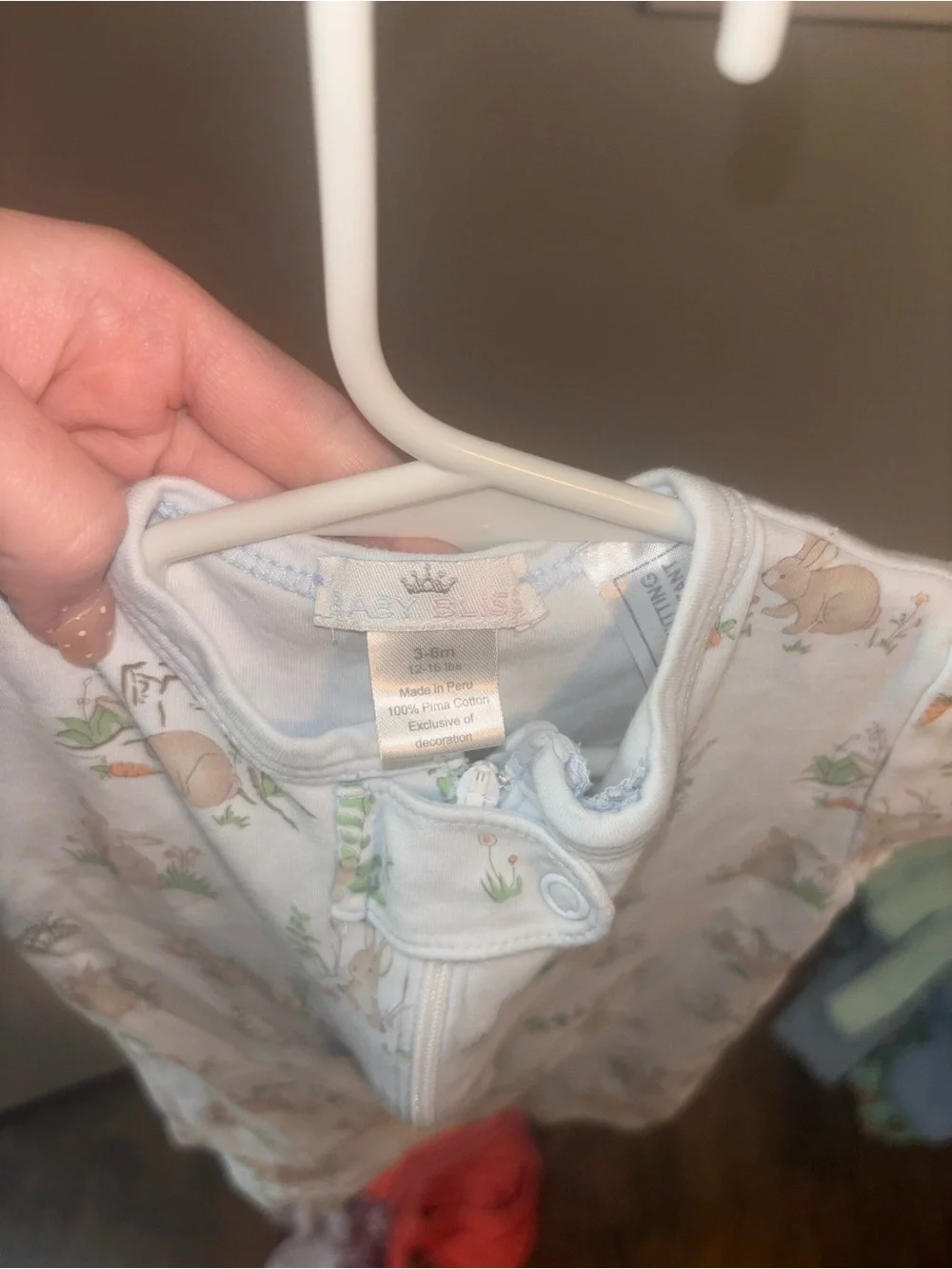 White Baby Short-Sleeve One-Piece with Bunny Print